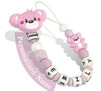 Yolnkos Attache Sucette Nom Personnalisé Prenom Teddy Ours Tetine Clips Chaîne pour Bébé Filles Garçons(Violet)