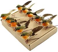 Yolococa Petits Oiseaux Artificiels en Plumes Rouges-Gorges Decoratifs Avec Pinces pour Décoration de Sapin de Noël (Lot de 10)