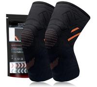 YOLONCE 2 Pcs Genouillère pour Homme et Femme,Genouillère de Sport,Genouillère Arthrose Genou,Élastique Respirant Genouillère Sport pour course à pied et entraînement,Couleur orange,XL