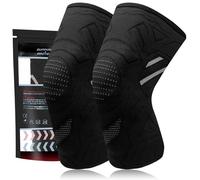 YOLONCE 2 Pcs Genouillère pour Homme et Femme,Genouillère de Sport,Genouillère Arthrose Genou,Élastique Respirant Genouillère Sport pour course à pied et entraînement,Noir,XL