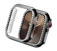 Yolovie Coque Bling Compatible avec Apple Watch Series 10 46mm, Bumper Cover en Diamants de Cristal Strass pour Femmes, Cadre de Protection PC Dur pour iWatch - 46mm Noir