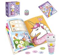 yolzhxe Estampeuse à Autocollants, Gommette Enfant, Bloc d'Activités de 24 Pages avec 200 Autocollants, pour Cadeau d'anniversaire et Noël pour Garçons et Filles de 3 4 5 6 Ans, Licorne