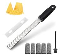 yolzhxe Râpe à Zesteur, Râpe à Fromage Manuelle Acier Inoxydable, Zesteur Agrumes avec Couvercle de Protection et Brosse de Nettoyage, pour Parmesan, Citron, Gingembre, Chocolat
