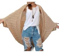 YOMACY Boléro cocon au crochet, cardigan bohème pour femme, écharpe tricotée, écharpe tricotée avec manches, écharpe tricotée, boléro cocon au crochet confortable, camel, Taille unique