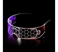 Yomaido Lunettes à visière LED Cyberpunk 7 couleurs fluorescentes pour Halloween, cosplay, bar, club, fête, cadeau pour fille et garçon