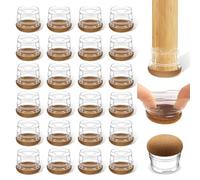 yomanta Protection Pied de Chaise 24 Pièces,Patins pour Chaises en Silicone avec Feutre épaissi,pour sols en Bois Dur et carrelage, Reduire Le Bruit éviter Les Rayures - Rond Transparent M(26-30mm)