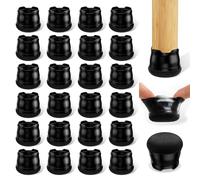 yomanta Protection Pied de Chaise 24 Pièces,Patins pour Chaises en Silicone avec Feutre épaissi,pour sols en Bois Dur et carrelage, Reduire Le Bruit éviter Les Rayures - Rond Noir M(26-30mm)