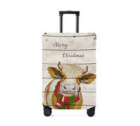 yomeeaaaa Housse de bagage de voyage en forme de vache sacrée de Noël, en bois de pin, anti-rayures, élastique, lavable, 73,7 à 81,3 cm, Merry Christmasjim1896, L(25-28in)