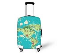 yomeeaaaa Housse de bagage pour homme et femme - Avec fermeture éclair - En polyester - Pour voyage en plein air - 45,7 à 53,3 cm, motif carte du monde, S(18-21in)