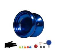Yomega Groov II - Yoyo Pro Level en aluminium pour joueurs avancés - Forme ronde, roulement à billes de taille C avec jeu réactif/non réactif réglable (bleu)