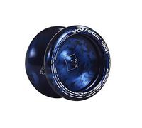 Yomega Groov - Yoyo Pro Level en aluminium pour joueurs avancés - Forme ronde - Roulement à billes - Taille C - Avec jeu réactif réglable et non réactif - Garantie 3 mois (Noir et Bleu)
