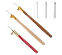 Yominerr 3 Pièces Tambour Crochets Kit Broderie Crochet Crochet Manche en Bois Tambour Broderie Kit Français Tambour Crochets avec 9 Aiguilles