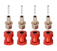 Yominerr 4 Pièces 12 mm Adaptateur D'Entraînement de Moyeu de Roue Hexagonale 15 mm Coupleur de Combinateur D'Extension pour 1/10 RC Voiture Chenille SCX10 D90, Rouge