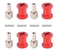 Yominerr 4 Pièces 12 mm Adaptateur D'Entraînement de Moyeu de Roue Hexagonale 17 mm Coupleur de Combinateur D'Extension pour 1/10 RC Voiture Chenille SCX10 D90, Rouge