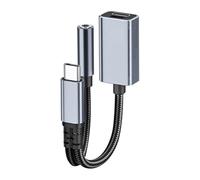 Yominerr Adaptateur Audio Auxiliaire USB C vers 3,5 Mm/Type-C/iOS PD Convertisseur de Casque à Charge Gris