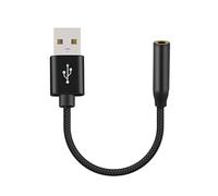 Yominerr Câble Audio USB vers 3,5 mm USB A vers 3,5 mm Carte Son Stéréo Externe Casque Microphone Adaptateur Audio Noir