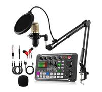Yominerr Carte Son F998 et Kit de Microphone BM800 Mélangeur de Son Microphone Carte Son Console de Mixage Audio Amplificateur pour Chanter PC Téléphone