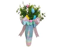 Yominerr Couronne D'Oeufs de Pâques Ornements de Saison Printanière Guirlande de Porte en Carotte Joyeuses Vacances de Pâques Couronne Décorative Intérieure et Extérieure B