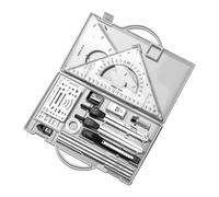 Yominerr Ensemble de Règles, de, D'Équerres et de Rapporteur en Métal Protractor Set Metal Rulers And Compasses Geometry Kit Triangle Ruler Compass Protractor Set Blanc