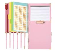 Yominerr Ensemble de Stylos à Bille Bloc-Notes Rechargeable, 5 Séparateurs avec 10 Poches de Rangement, Classeur à Presse-Papiers, Stylo à Diamant en Cristal pour L'École B