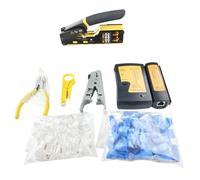Yominerr Ensemble D'Outils de Sertissage RJ45 avec Testeur de Câble, Coupe-, Lames, 50 Connecteurs Cat 6 et Gaines de Soulagement de Tension