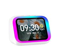 Yominerr Horloge Bluetooth à Grand Écran Intelligent avec Haut-Parleur et Affichage de la Température pour la Décoration de, la Chambre à Coucher et Le Bureau - Blanc