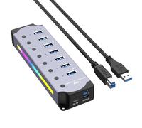 Yominerr HUB USB 3.0 RVB Multifonction avec Répartiteur de Transmission 5 Gbit/S Protocole de Charge BC 1.2 Dock D'Extension pour Ordinateur