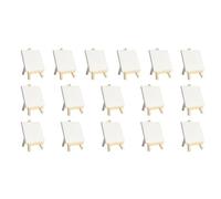 Yominerr Lot de 16 mini toiles avec chevalet - 4 x 4 - Petites toiles à peindre avec mini chevalet