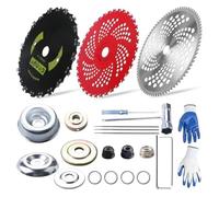 Yominerr Lot de 9 lames rondes à 36 dents et 9 lames rondes à 20 dents et 10 lames de débroussailleuse à 80 dents avec kit d'adaptateurs