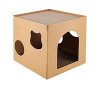 Yominerr Maison pour Chat Gratter la Boîte Grattoir Carton Maison pour Chat avec Tapis de Grattage pour Les Minous, Chatons pour l'anniversaire du Chat.
