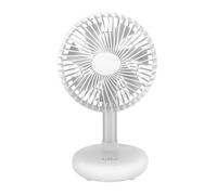 Yominerr Mini Ventilateur Oscillant USB Rechargeable, Ventilateur de Table Portable à Piles avec 4 Niveaux de Vitesse, Ventilateur de Bureau pour L'Extérieur Blanc