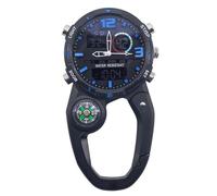 Yominerr Montre Multifonctionnelle D'Extérieur, Montre de Sport Multifonctionnelle à Écran Rond, Boussole Étanche, Mousqueton d'escalade Bleu (Aiguille Blanche)