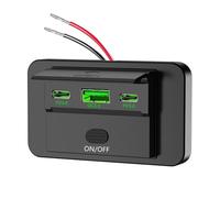Yominerr Nouveau 12-24V PD Type-C Ports USB QC3.0 et PD3.0 avec Interrupteur Panneau d'alimentation USB à Charge pour Voiture, Camion, Camping-Car, Vert