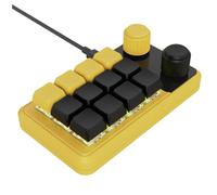 Yominerr Programmation Macro Personnalisé Filaire Clavier RGB 12 Touches Copier Coller Bouton Mini Clavier Hotswap Macropad Jaune + Noir