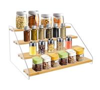 Yominerr Support à Épices de 12 Pouces pour Armoire - Présentoir en Bois à 4 Niveaux - Étagère de Présentation Peu Encombrante pour Cupcakes Parfumés