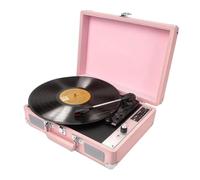 Yominerr Tourne-Disque Vinyle Vintage Gramophone Phonographe Portable AC100-240V Tourne-Disque Stéréo Antique Prise UE, Rose