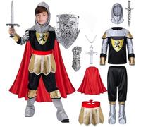 YOMIQIU Medievale Deguisement Chevalier Enfant: Costume Chevalier avec Épée Bouclier, Roleplay Déguisement Medieval Cavaliere Dragon Costume Noble für Carneval Cosplay Fête Costume (L)