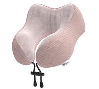 Yomisee Coussin de nuque en forme d'avion, de voyage en mousse à mémoire de forme avec housse douce en velours, pour adultes, pour voyage, camping, bureau et maison (rose)