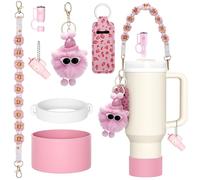 Yomisee Stanley Cup Kit d'accessoires pour tasse Stanley, avec couvercle de paille Stanley, bottes en silicone, sangle de poignée pour bouteille d'eau, accessoires pour tasse Stanley, 800 à 1100 ml,