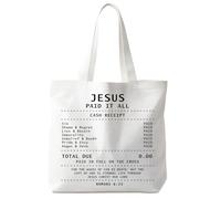 Yomisex Sac fourre-tout chrétien en toile, cadeaux chrétiens pour femme, Jésus a payé tout le verset de la Bible Romains 6:23 pour femme, écritures religieuses réutilisables, sacs d'épicerie