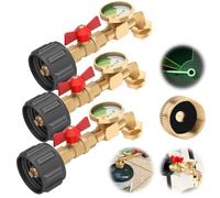 yomoe 3 Adaptateurs Coudés de Recharge de Propane avec Jauge de Réservoir, Adaptateur de Réservoir de Propane pour Réservoir de 1 Lb, Jauge de Gaz Propane Universelle