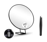 yomoe Miroir Grossissant 30X avec Support et Pince à Épiler, Miroir de Maquillage Grossissant avec 3 Ventouses pour la Toilette et les Voyages