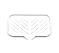 yomoe Support de Barre de Savon Auto-Drainant en Silicone pour Évier de Cuisine, Plateau de Porte-Savon, Organisateur de Comptoir L Blanc