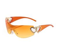 Yomotay Y2K Lunettes de soleil en forme de cœur pour femme, sans monture, double cœur, avec UV400, verres ombrés tendance, pour fête et streetwear