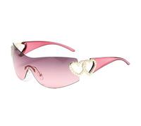 Yomotay Y2K Lunettes de soleil en forme de cœur pour femme, sans monture, double cœur, avec UV400, verres ombrés tendance, pour fête et streetwear