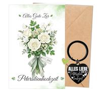YOMOVER Carte cadeau de mariage de persil avec enveloppe 12,5 ans | Lot de 4 cartes vides de 10 x 15 cm, porte-clés, sac anti-poussière, papier de qualité supérieure, décoration de mariage de