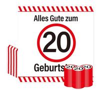 Yomover Décoration d'anniversaire pour 20e anniversaire - Avec serviettes et confettis - Panneau rouge-blanc - Décoration d'anniversaire pour homme et femme