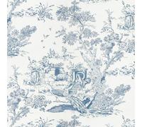 Yomshi Papier Peint Autocollant Bleu et Blanc 41 x 300 cm Papier Peint Animalier Vintage Film Adhésif Amovible Film Vinyle Botanique pour Salon Chambre à Coucher Mur Armoire