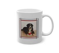 YOMYLE Mug Drôle Chien Bouvier Bernois avec Cœur Rouge- Cadeau Homme Femme White Glossy 11oz