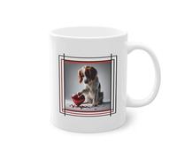 YOMYLE Tasse à Offrir Abordable - Chien Epagneul Breton & Coeur - Cadeau Pas Cher Homme Femme